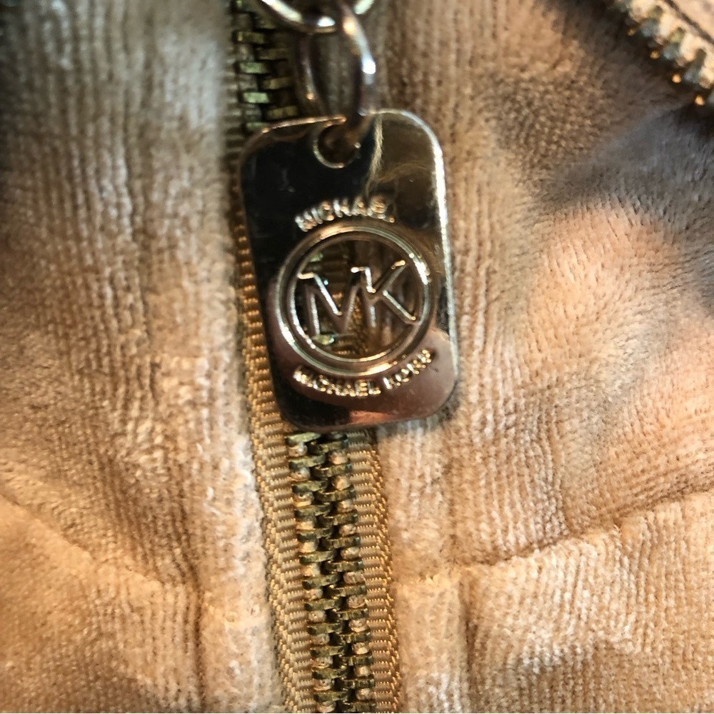 Michael Kors Vintage Light Brown Velour Zip Up Jacket with pockets Size Medium - Picture 5 of 14